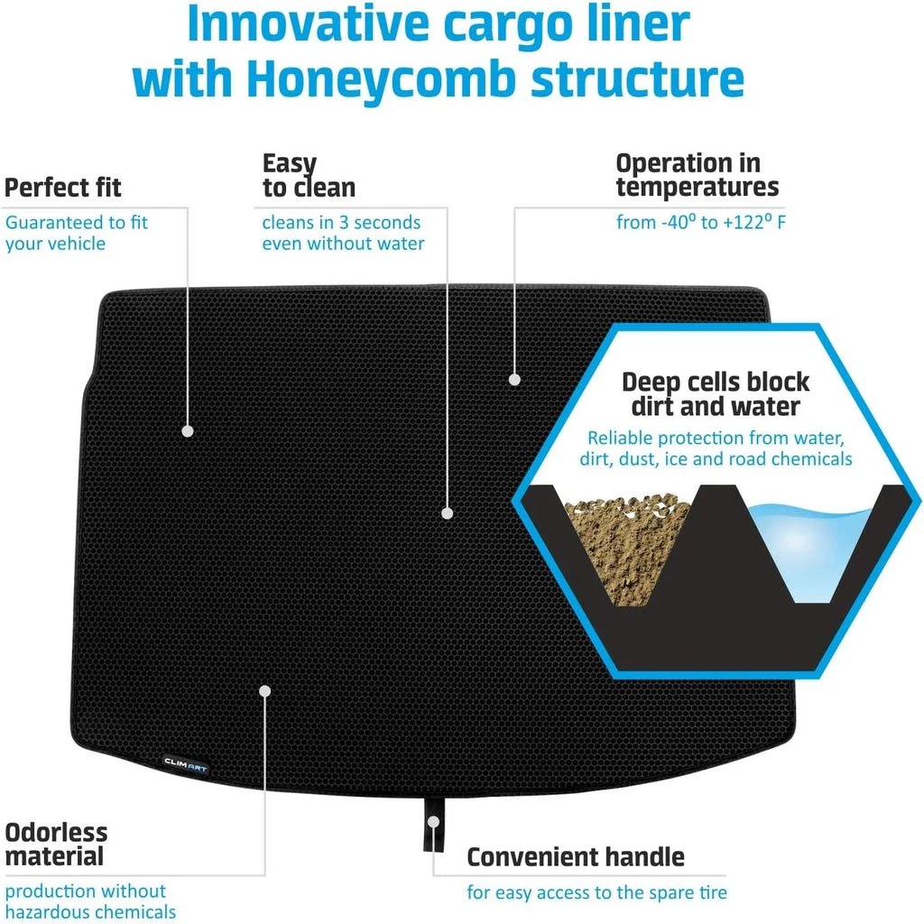 CLIM ART Cargo Liner for Toyota 4Runner 2010-2021 Custom Fit Trunk Mat, with Honeycomb Dirtproof & Waterproof Technology - All-Climate, Heavy Duty, Anti-Sizelip Cargo Liner, Luggage - FL01110148