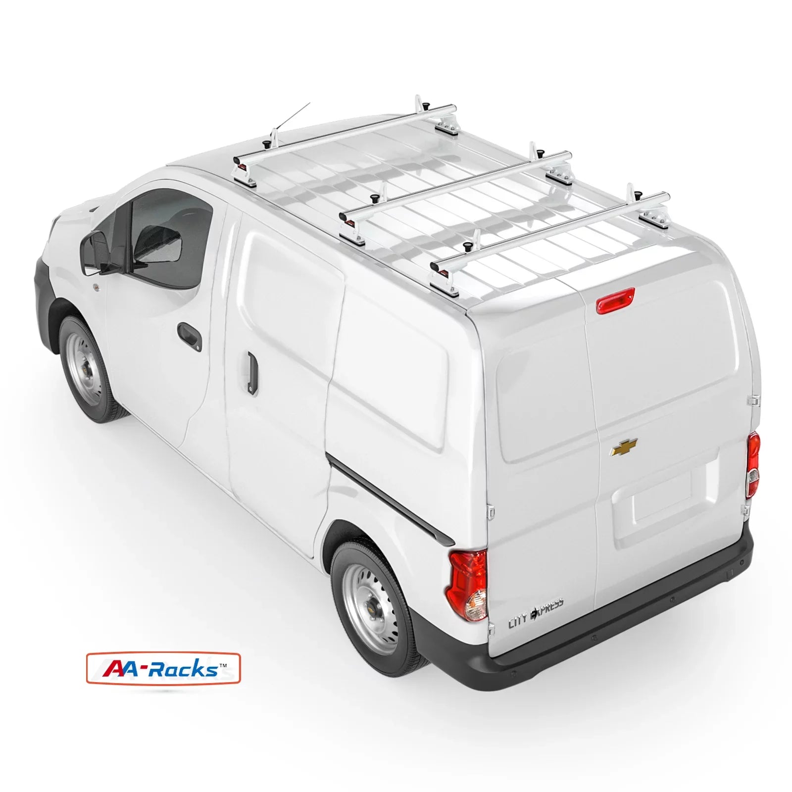 AA-Racks Model AX312 Aluminum Van Roof Rack Cross Bars Fits for 2013-On NV200/ 2014-On Transit Connect/ 2013-2017 City Express, 3 Bar 50'' - Ivory