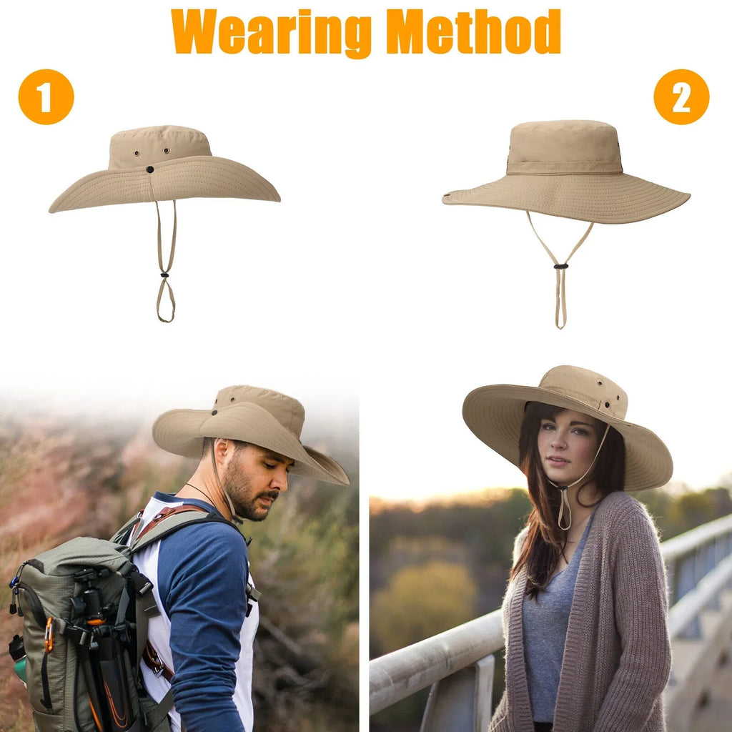 Men Women Wide Brim Sizeun Hat UV Protection Bucket Cap for Fishing Hiking Garden