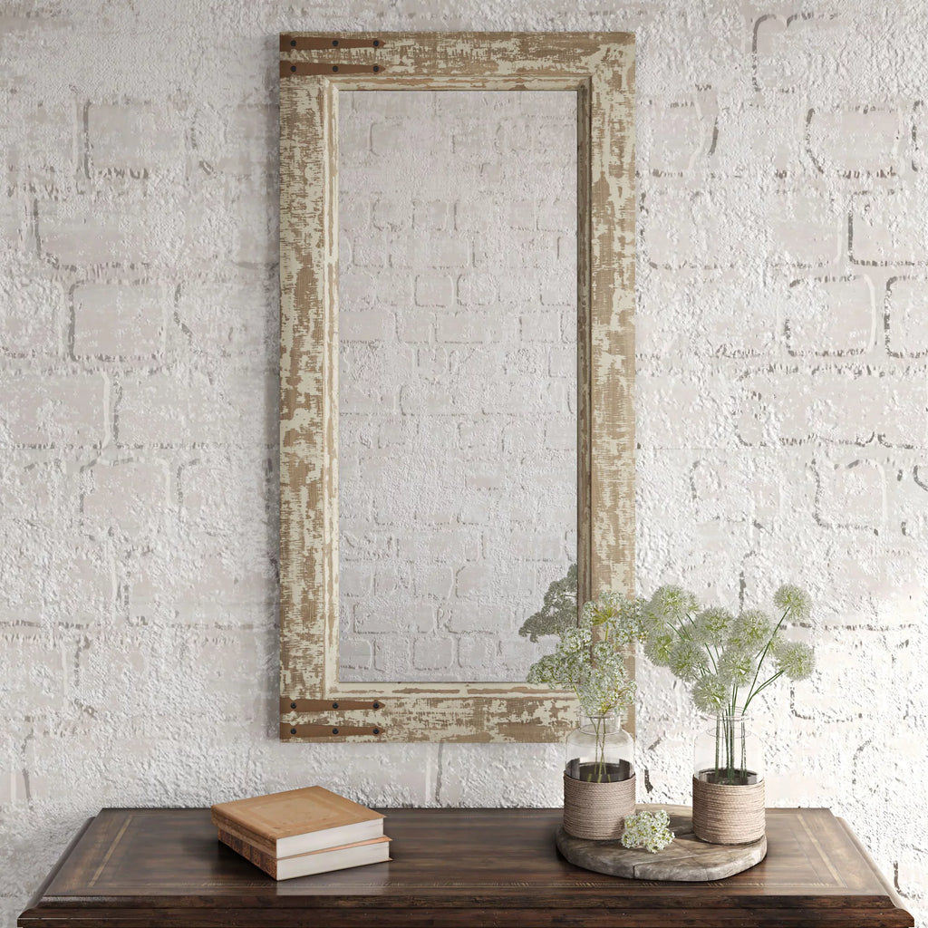 Aspire Home Accents 7401 Sizeonali Farmhouse Wall Mirror, Brown