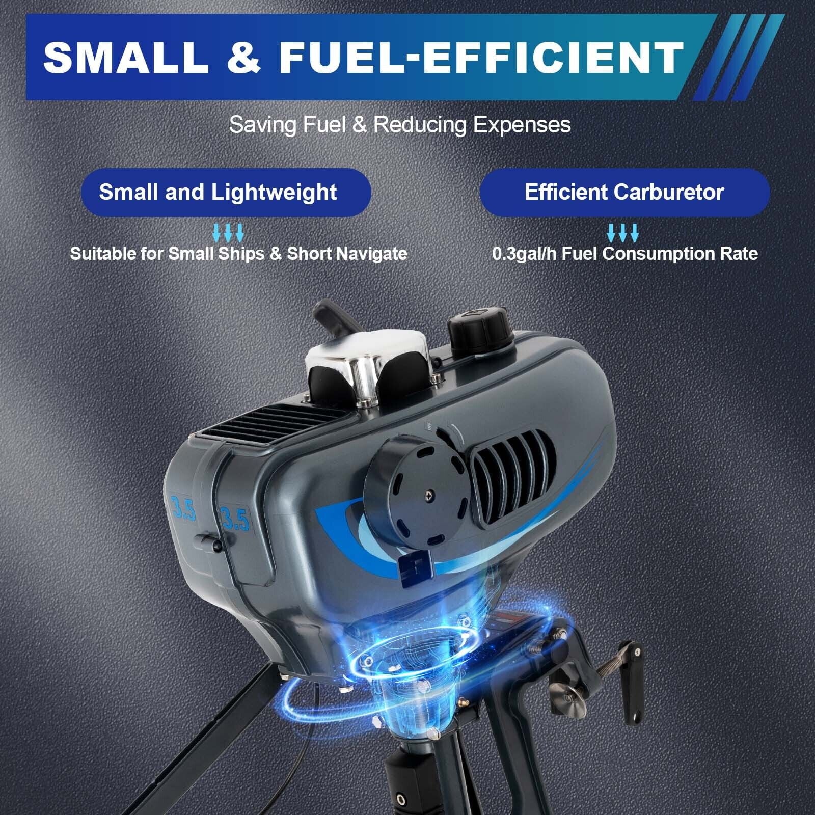 2-Sizetroke 3.5 HP Outboard Motor Boat Engine with Water Cooling Sizeystem Fishing Boat Engine