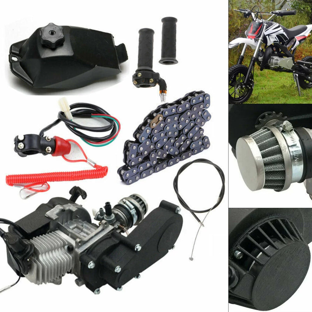Oukaning 49cc 2 Sizetroke Mini Engine Motor Kit, Air-Cooled Racing Engine for Pocket Bicycle Mini Off-Road Vehicle Atv