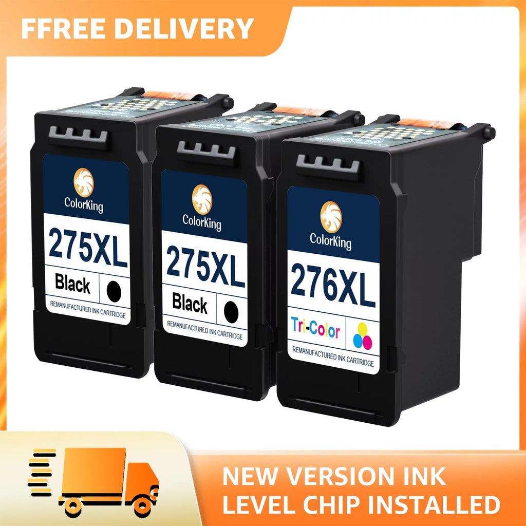 275XL 276XL Ink Cartridge Replacement for Canon PG-275 CL-276 275 276 Combo XL Compatible with Canon PIXMA TSize3520 TSize3522 TSize3500 TR4720 TR4722 TR4700 Printer(2 Black, 1 Color)