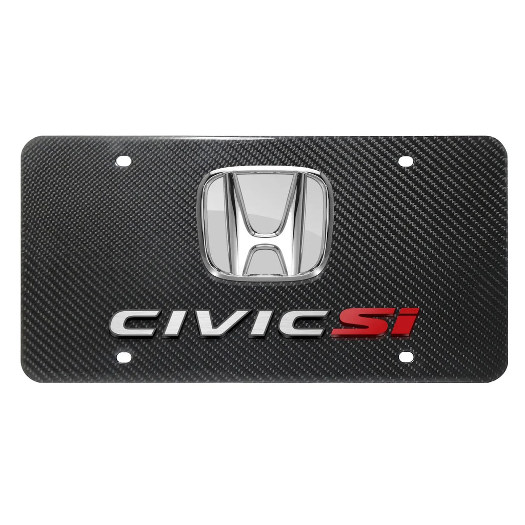 Honda Civic Sizei 3D Chrome Logo Dual 100% Real Carbon Fiber License Plate