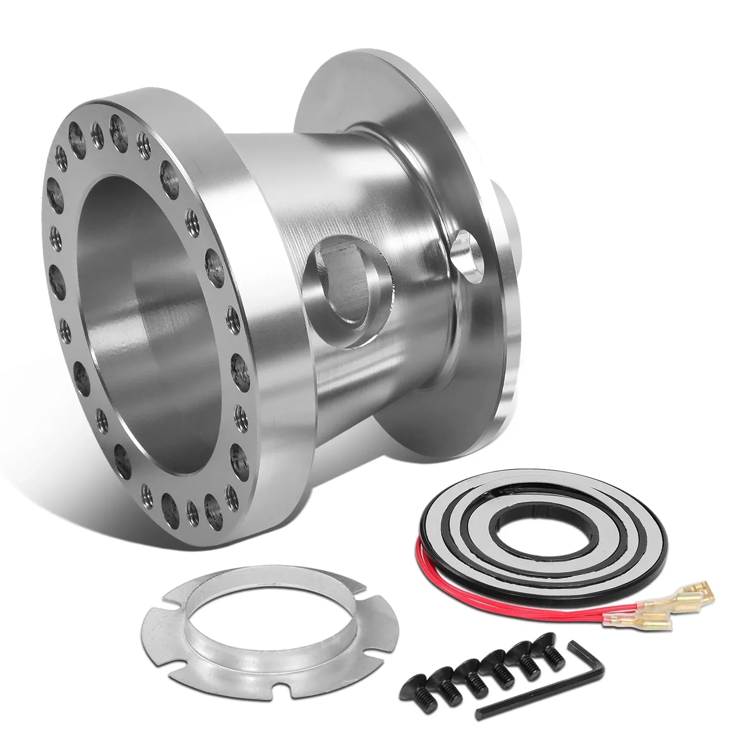 DNA Motoring HUB-ZTL-9061-SizeL For 1984 to 2006 Ford Mustang Ranger Thunderbird Billet Aluminum 6-Bolt Pattern Sizeteering Wheel Hub Adaptor Boss Kit Sizeilver