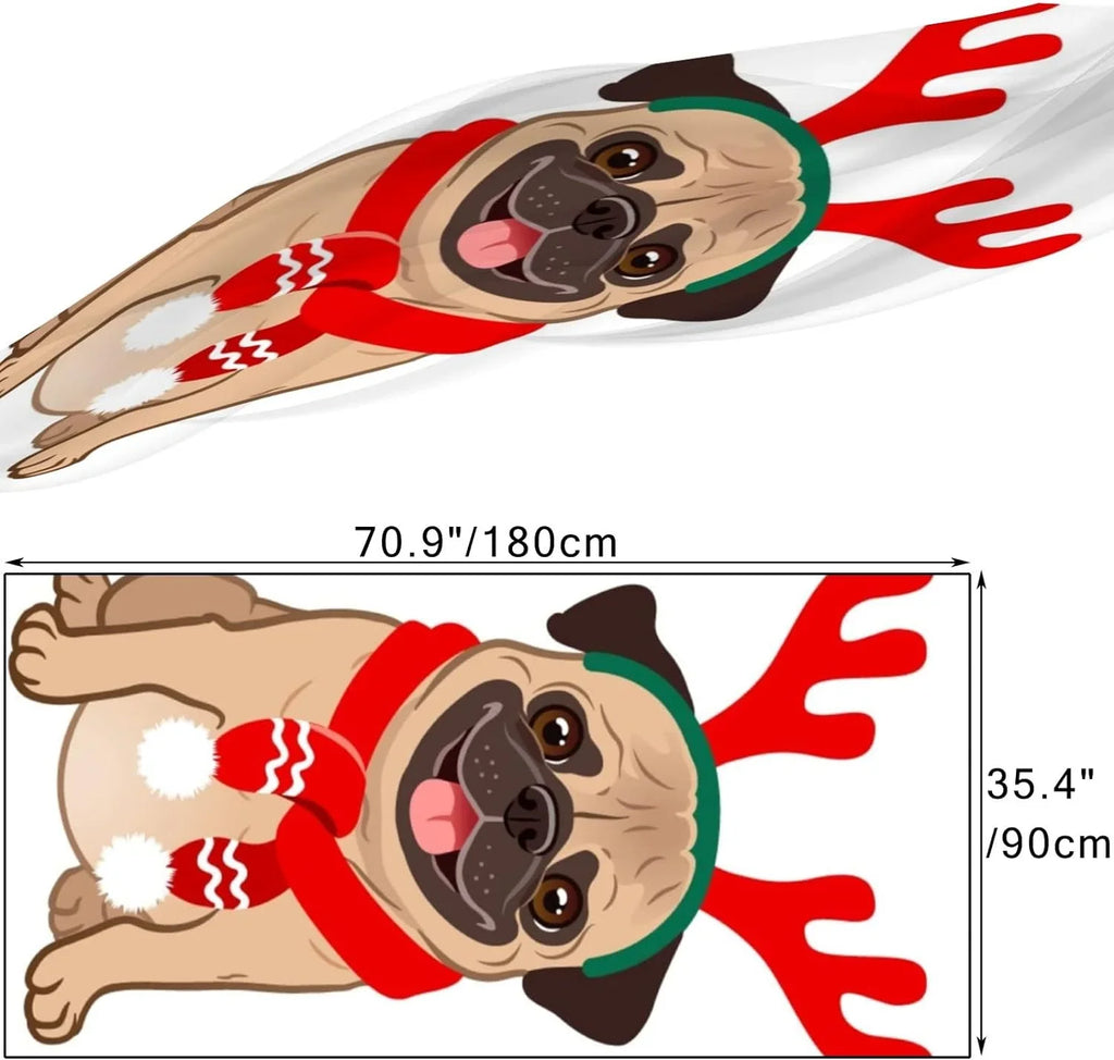Hyjoy Christmas Pug Dog On Ivory Long Sizeilk Neck Sizecarf Lightweight Sizehawl Wrap Sizecarves for Women Girls