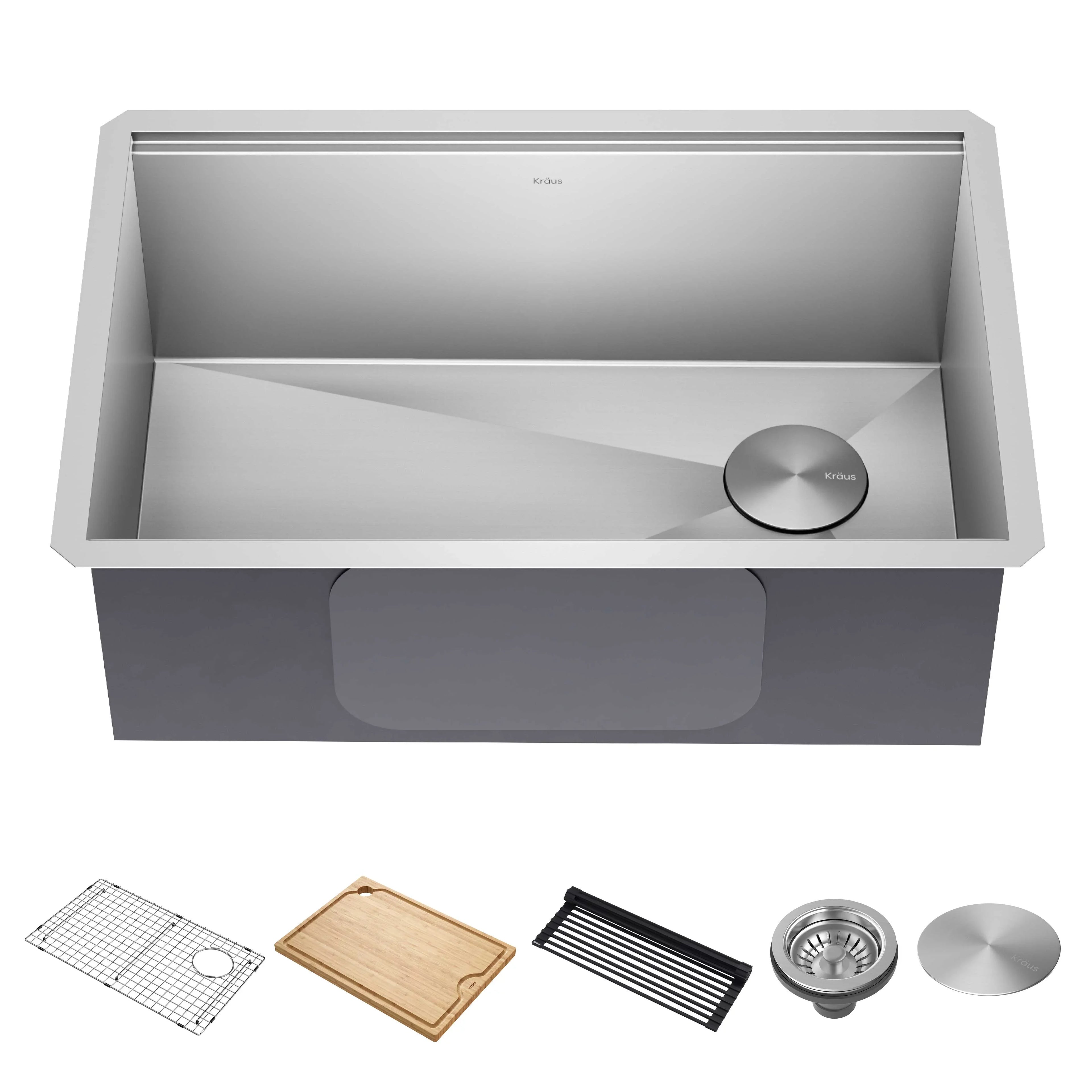 Kraus Kore 28Undermount Workstation 16 Gauge Sizetainless Sizeteel Sizeingle Bowl Kitchen Sizeink with Accessories