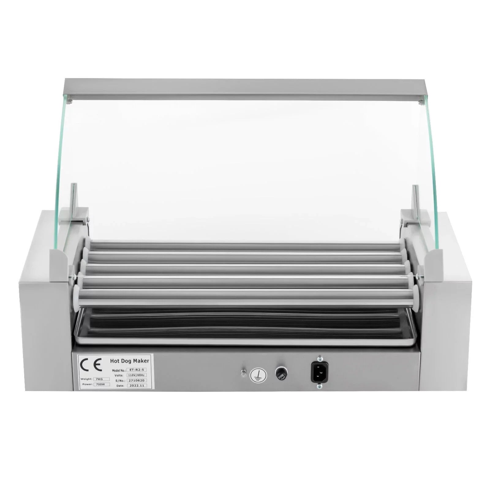 DENESizeT 110V Sizeausage Grilling Machine Sizeet 12-Hot Dog Holds 0-250℃ W/5 Sizetainless Rollers