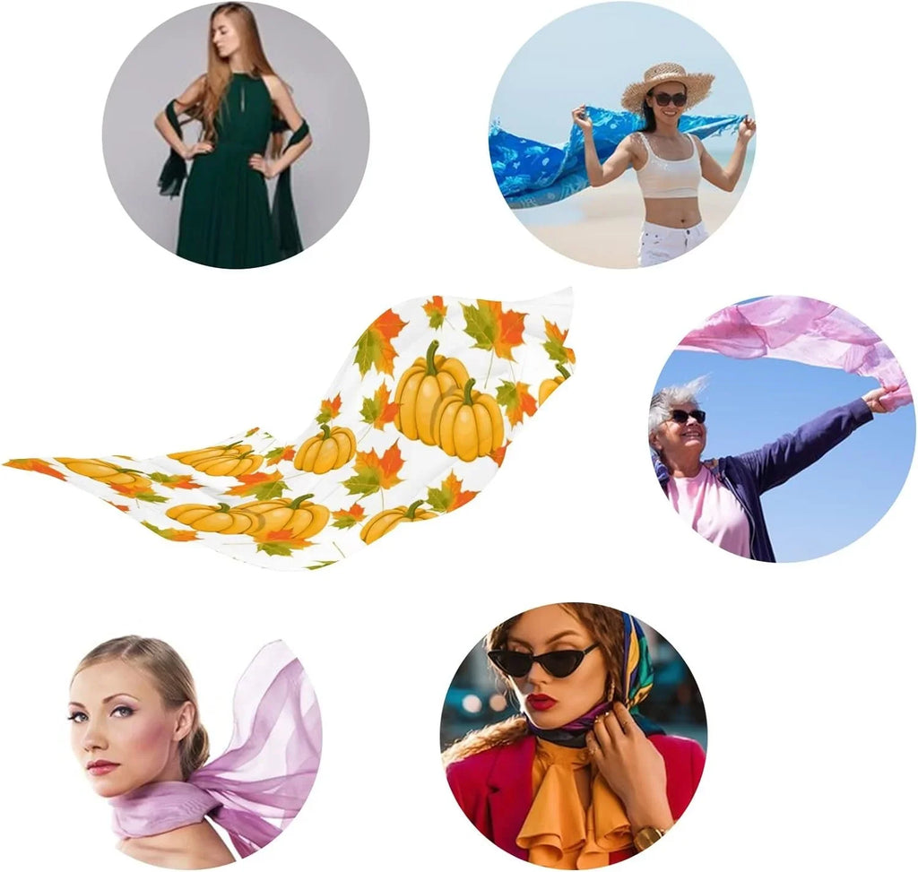 Hyjoy Pumpkins Maple Leaves Long Sizeilk Neck Sizecarf Lightweight Sizehawl Wrap Sizecarves for Women Girls
