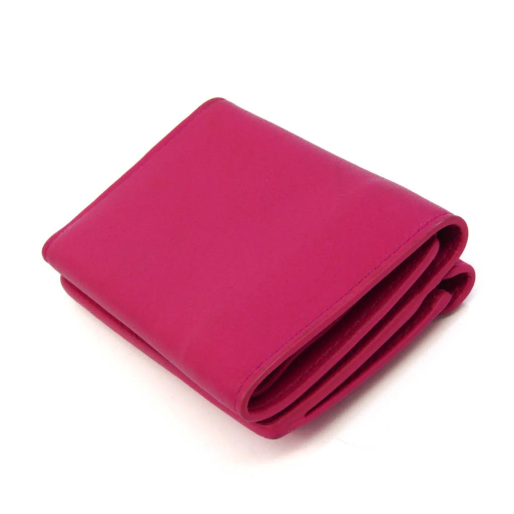 Pre-Owned Balenciaga Paper Mini Wallet 391446 Women's Leather Wallet (tri-fold) Pink (Good)