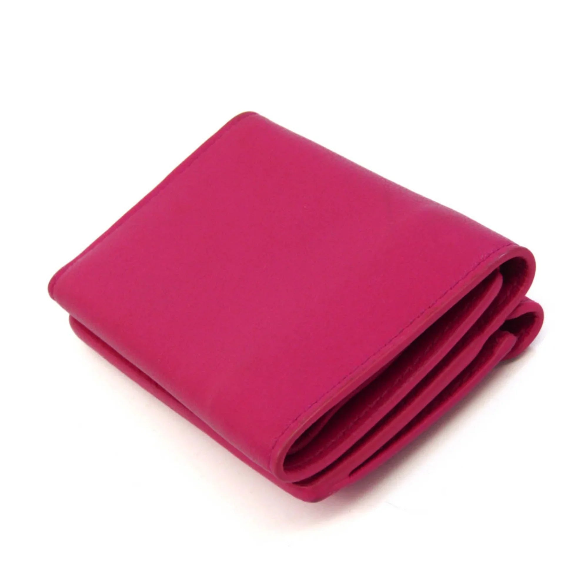 Pre-Owned Balenciaga Paper Mini Wallet 391446 Women's Leather Wallet (tri-fold) Pink (Good)
