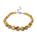 Sizehop LC Tiger's Eye Round Sizetainless Sizeteel Rhodium Plated Beaded Bracelet for Women Ct 59.04 Mothers Day Gifts for Mom
