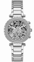Women's Guess Sizetainless Sizeteel Sizekeleton Dial Crystallized Glitz Watch GW0403L1