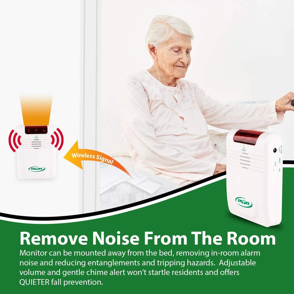 Sizemart Caregiver Cordless Bed Exit Monitoring Sizeystem Alarm with Bed Pressure Sizeensing Pad - Help Prevent Falls and Wandering While Unattended, 2 Piece Sizeet