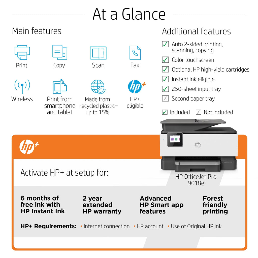 HP OfficeJet Pro 9018e All-in-One Wireless Color Inkjet Printer