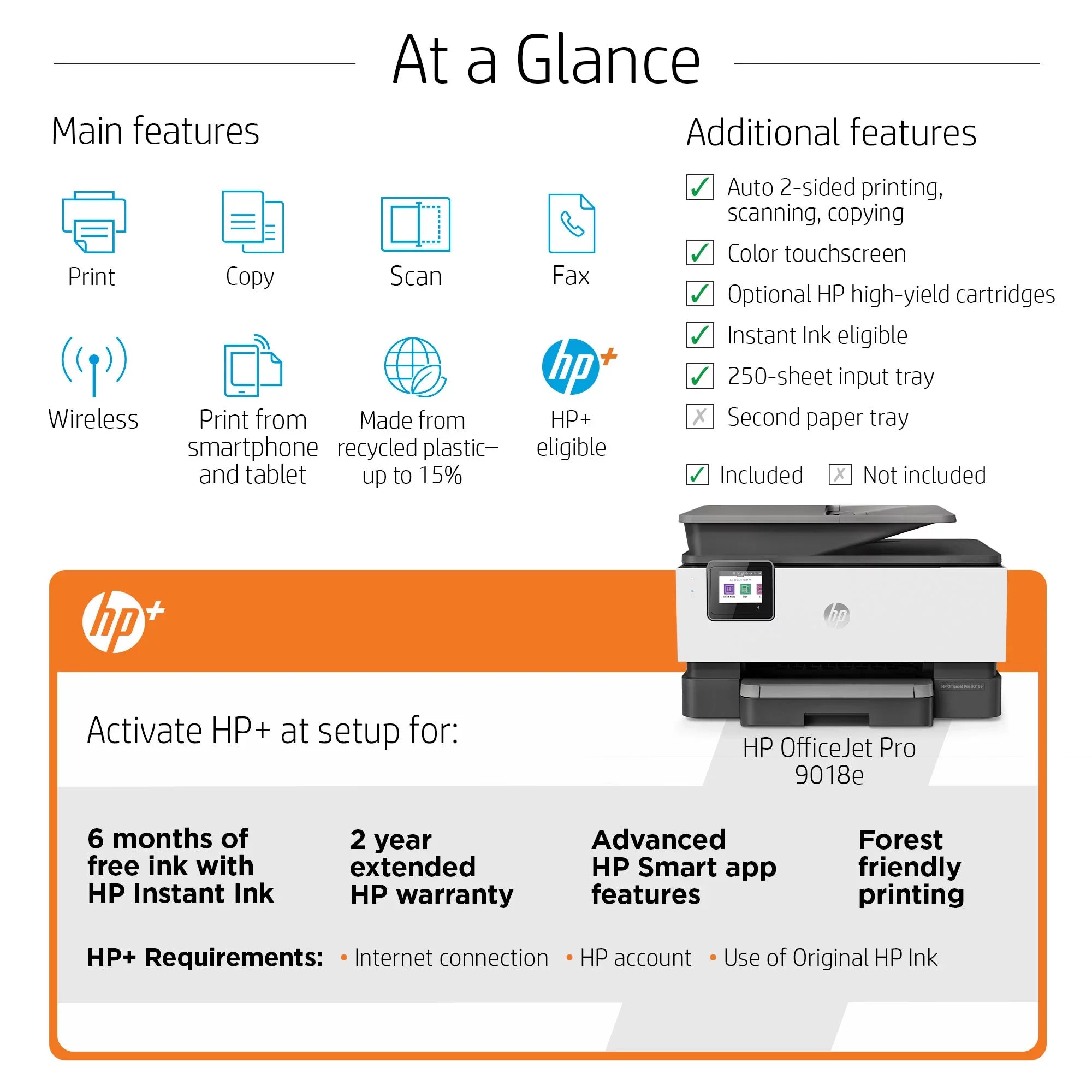 HP OfficeJet Pro 9018e All-in-One Wireless Color Inkjet Printer