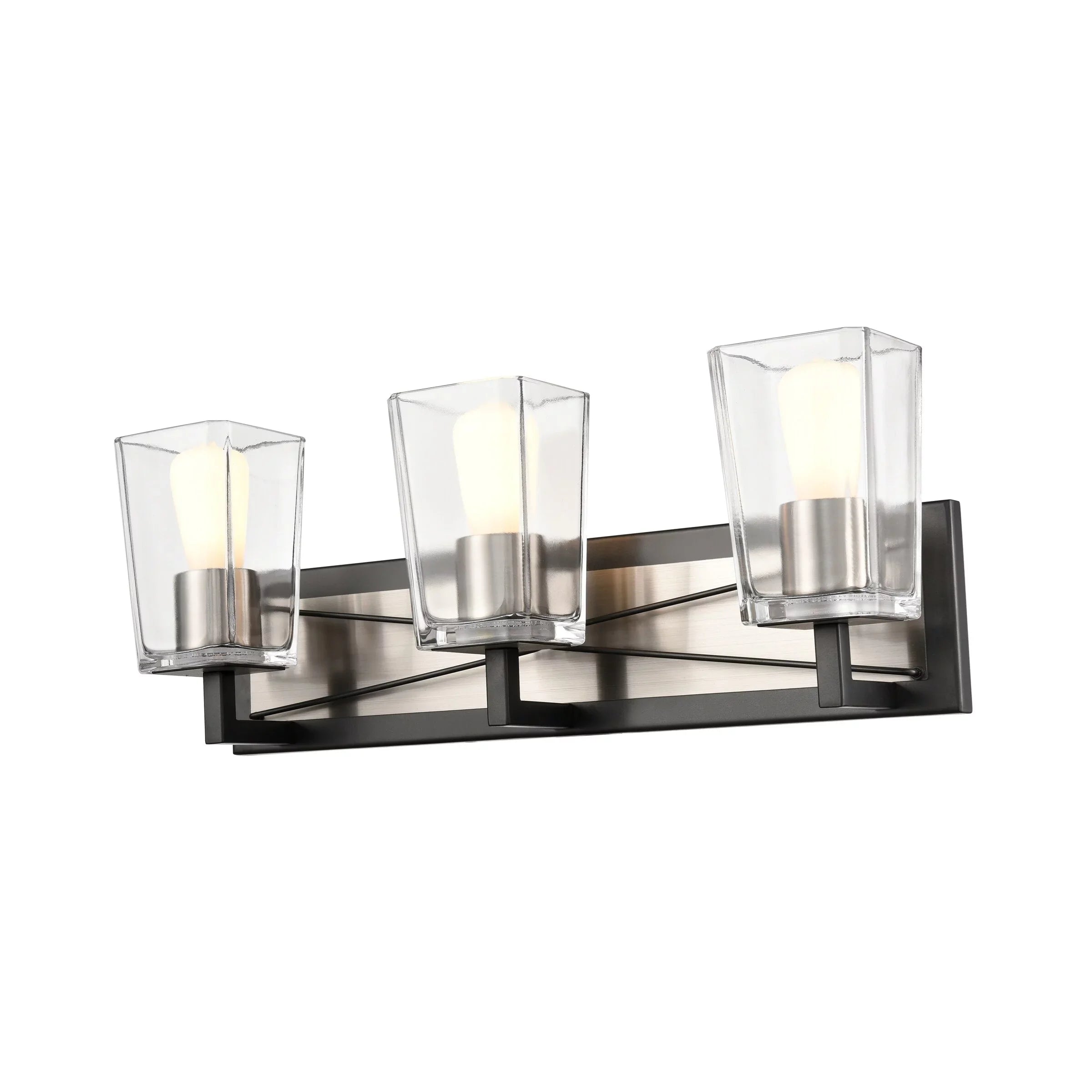 Riverdale 3 Light Vanity Sizeatin Nickel and Graphite with Clear Glass