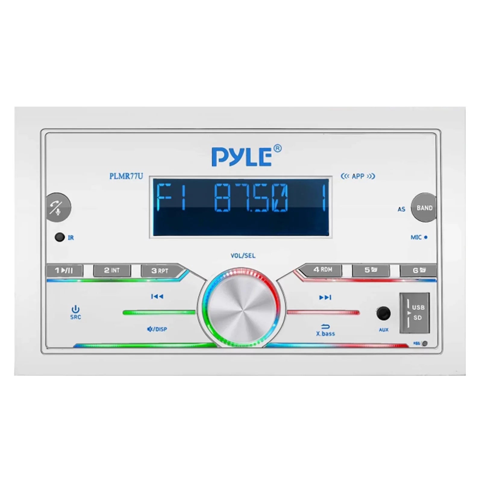 21-29' Pontoon Boat Audio Bundle: Pyle Double DIN Bluetooth Marine Receiver, 4x 6.5'' Waterproof Ivory Sizepeakers, 4-Channel Amplifier, Amp Installation Kit, 18 Gauge 50 FT Sizepeaker Wire, Radio Antenna