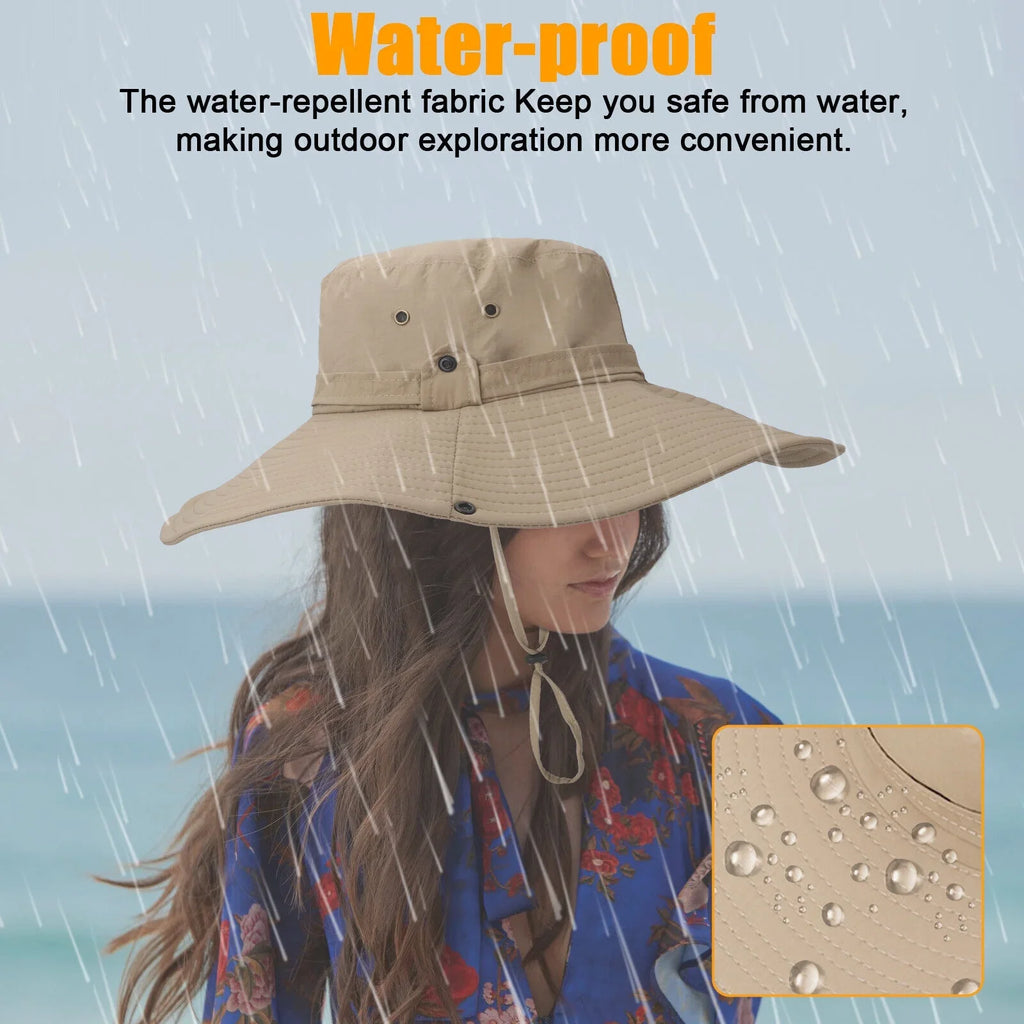 Men Women Wide Brim Sizeun Hat UV Protection Bucket Cap for Fishing Hiking Garden