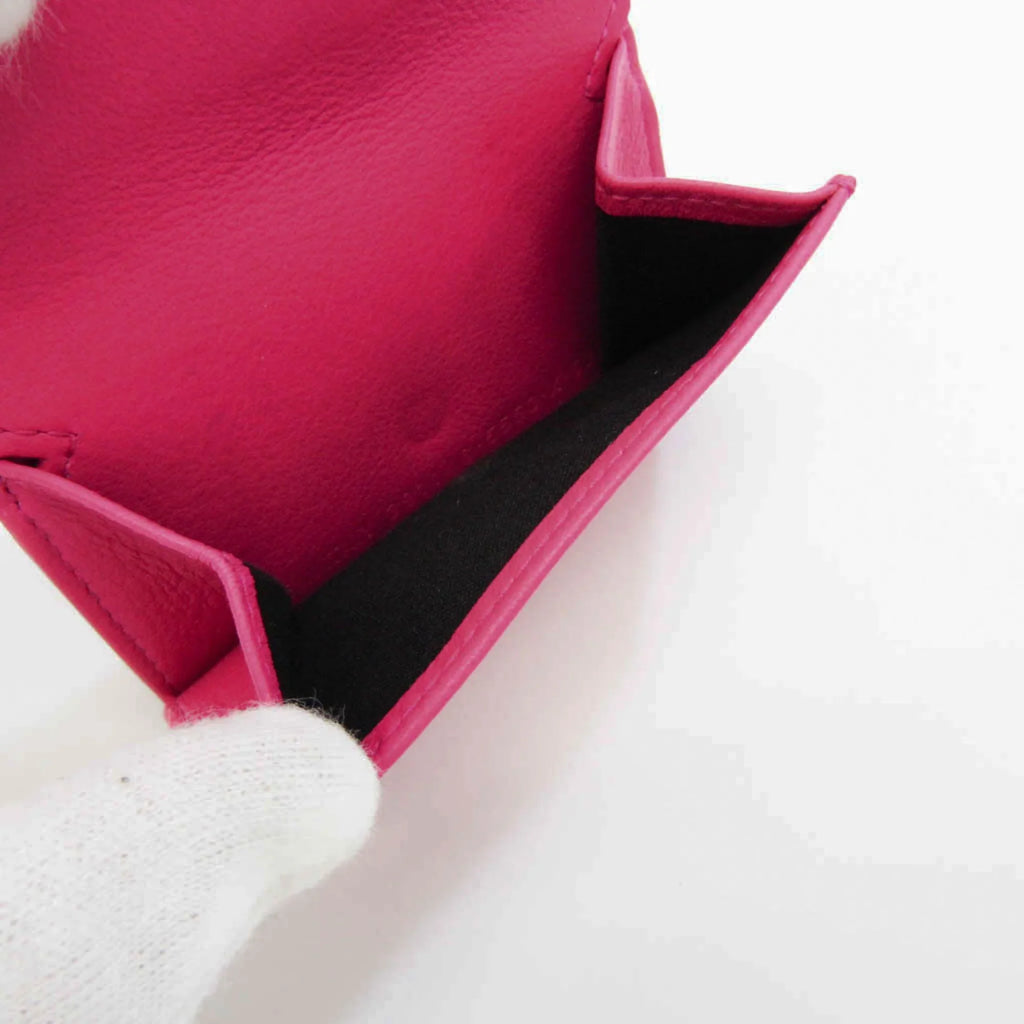 Pre-Owned Balenciaga Paper Mini Wallet 391446 Women's Leather Wallet (tri-fold) Pink (Good)