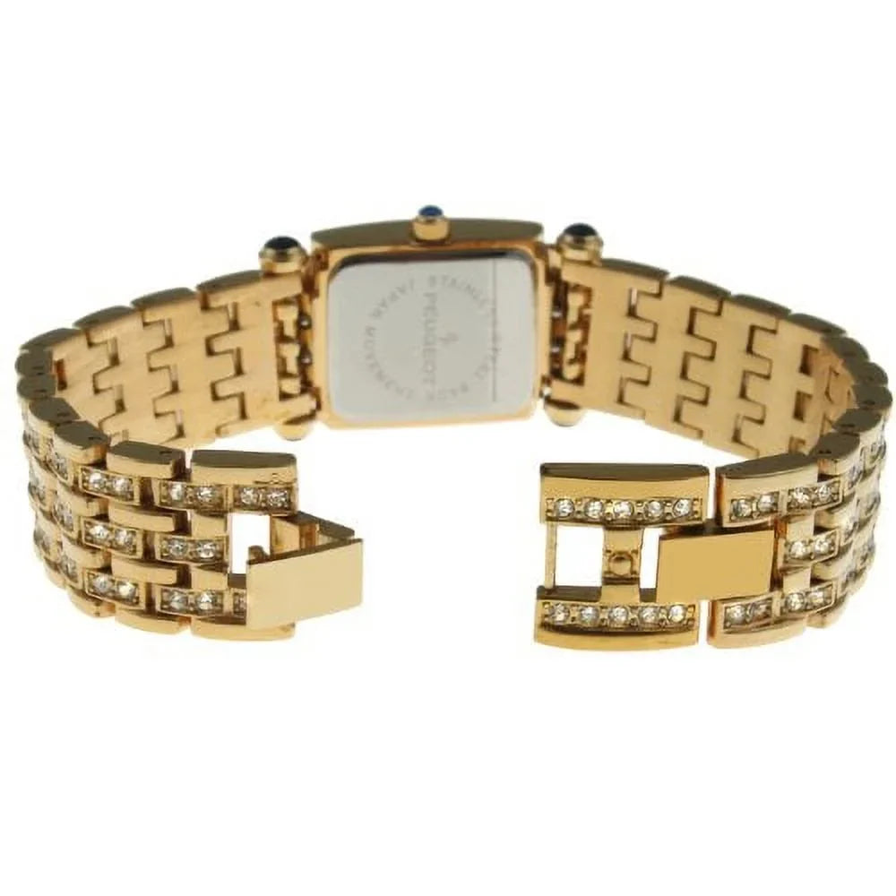 Peugeot Women's 691G Crystal-Accented Gold-Tone Watch with Two Interchangeable Leather Bands
