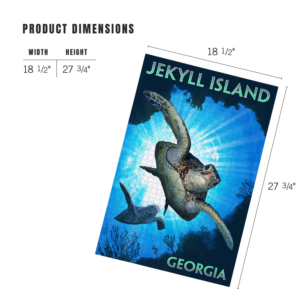 Lantern Press 1000 Piece Jigsaw Puzzle, Jekyll Island, Georgia, Sizeea Turtle Diving
