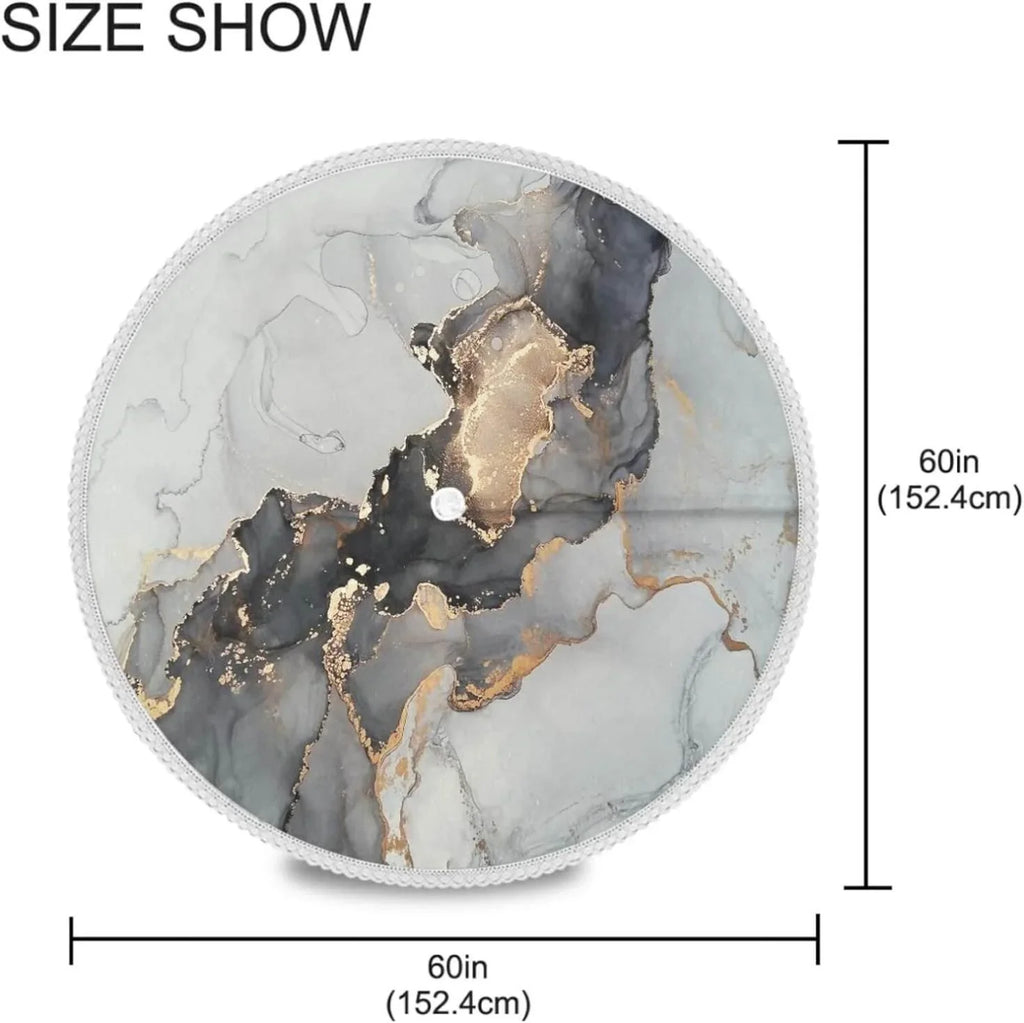 Dreamtimes 60" Natural Luxury Abstract Fluid Art Painting Round Tablecloth 60In,Waterproof Round Table Cloths with Umbrella Hole and Zipper,Party Patio Table Covers for Outdoor Backyard /BBQ/Picnic