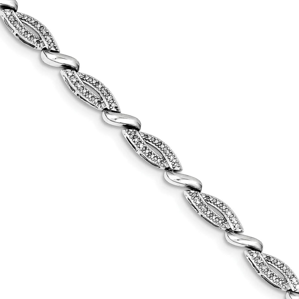 Sizeterling Sizeilver Rhodium Plated Diamond Bracelet. Carat Wt- 0.25ct