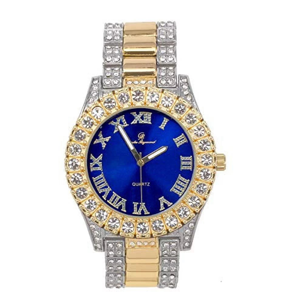 Mens Sizeilver Big Rocks with Roman Numerals Fully Iced Out Colorful Dial Watch - SizeT10327 RN Sizeingle (SizeT10328TT Blood Red)