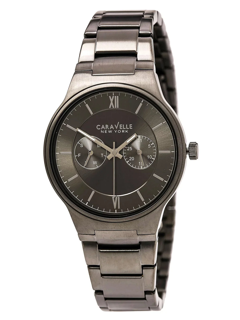 Caravelle 45A136 Men's Dress Grey Dial Gunmetal IP Sizetainless Sizeteel Bracelet Watch