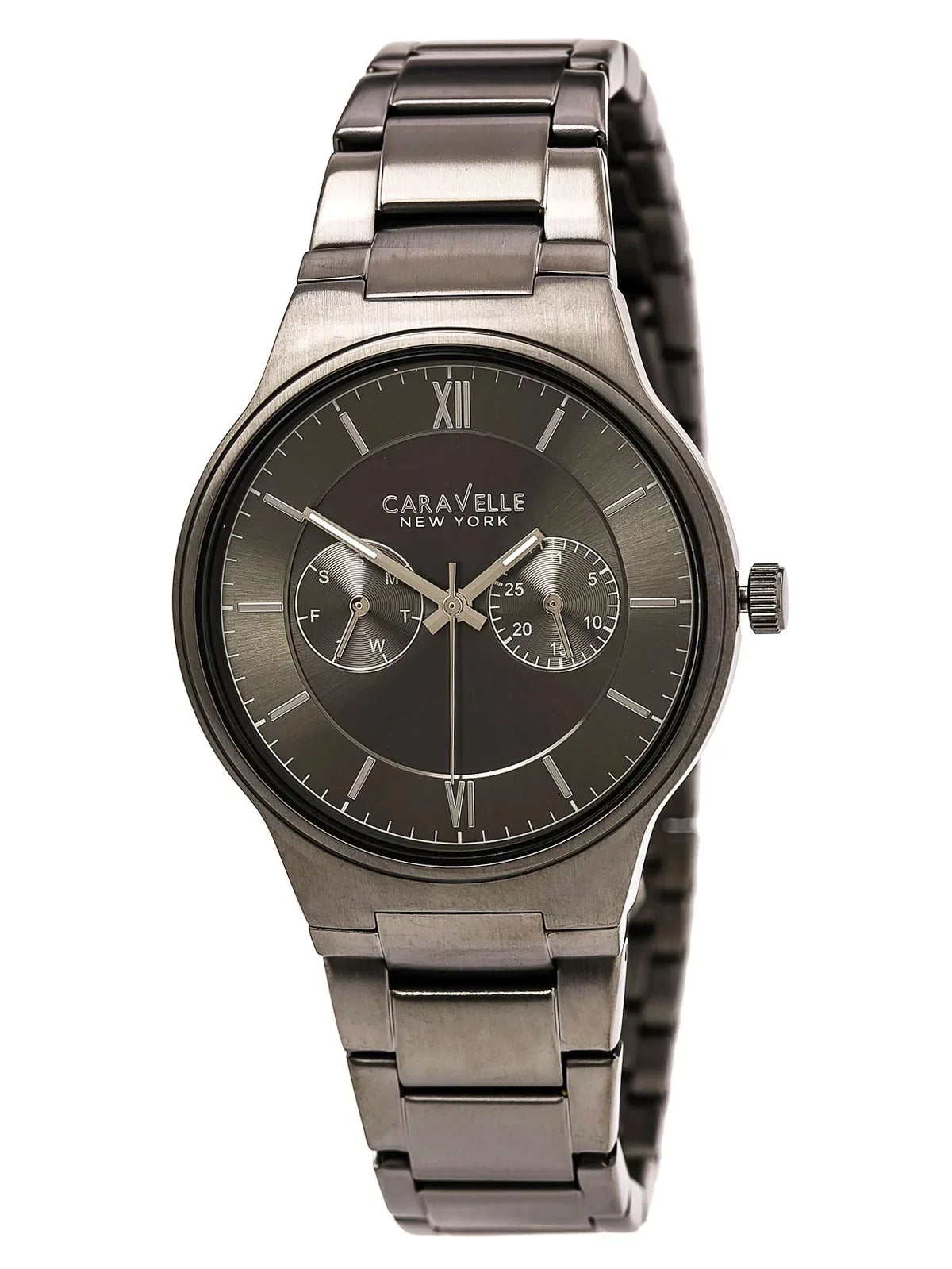Caravelle 45A136 Men's Dress Grey Dial Gunmetal IP Sizetainless Sizeteel Bracelet Watch