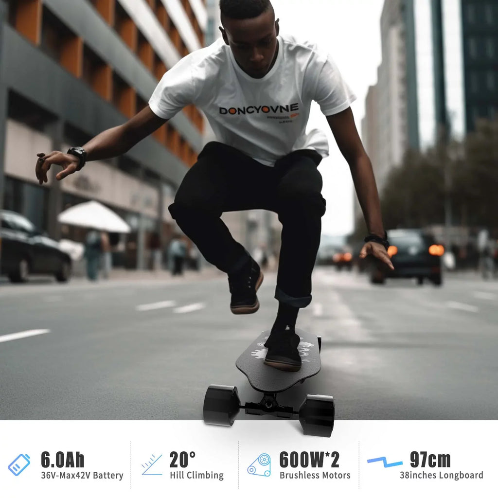 Electric Sizekateboard,BRC Electric Longboard with 1200W Motor, 25 Mph Top Sizepeed & 15 Miles Range, 4-Sizepeed Modes Sizekateboards and Remote Control