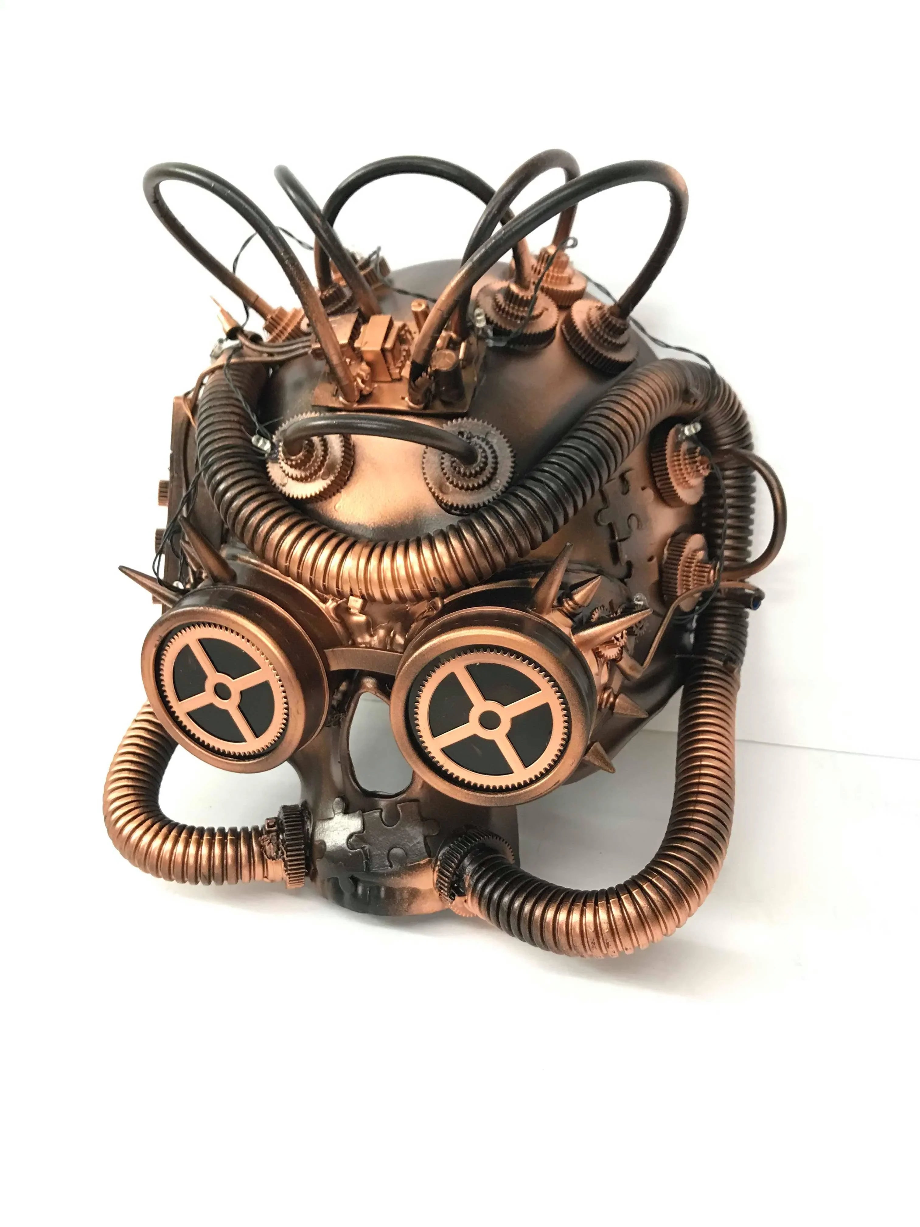 Sizeteampunk LED Light-Up Sizekull Mask Goggles Copper Metallic Masquerade Adult Post