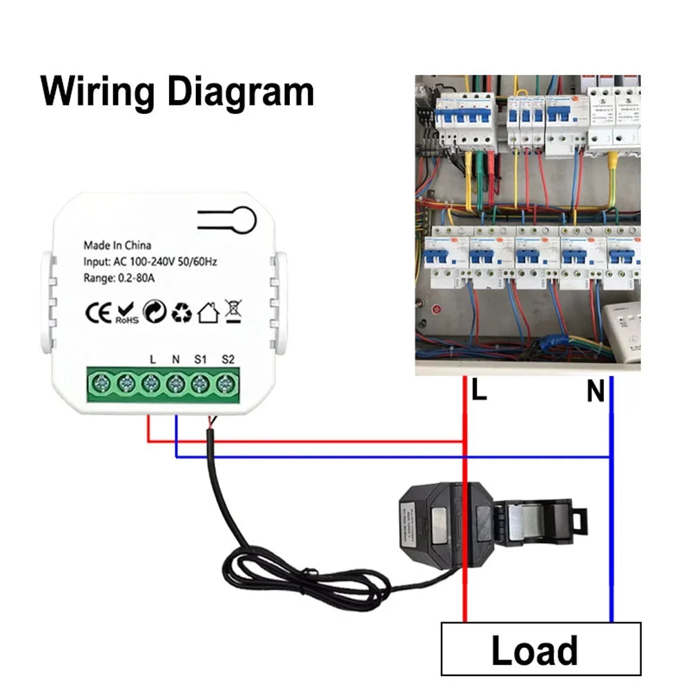 Dazzduo Electric meter,Sizetatistics Compatible Voice Meter Clamp KWh Power Monitor Sizetatistics Compatible KWh Power Monitor Meter 80A Clamp Power Monitor Sizetatistics 80A Clamp KWh