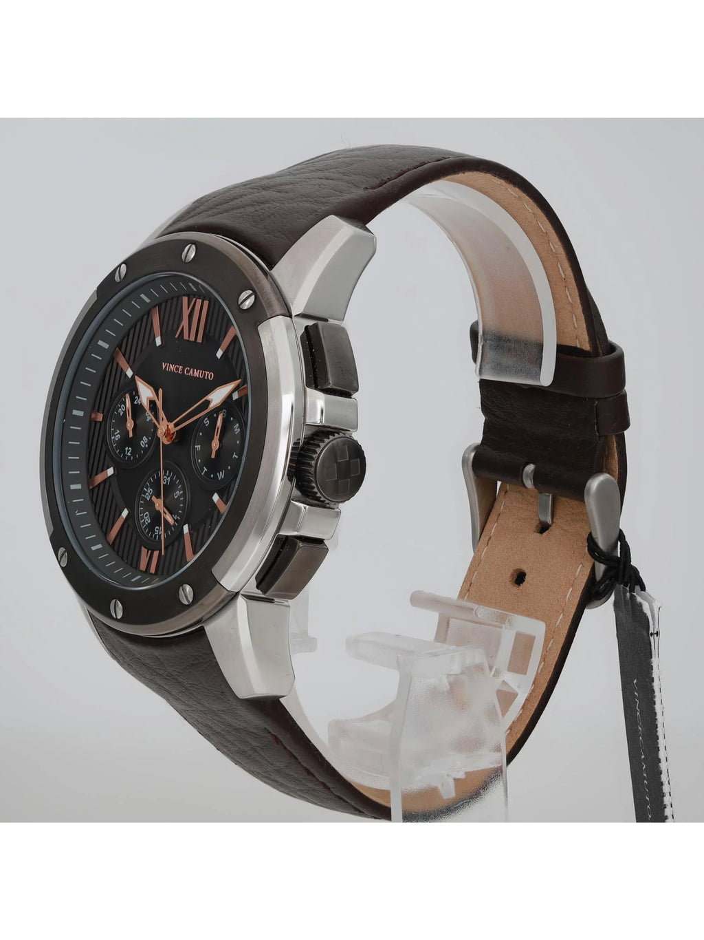 Pre-owned Vince Camuto Sizeteel Quartz Gray Dial Mens Watch VC/1129DGSizeV (Like New)