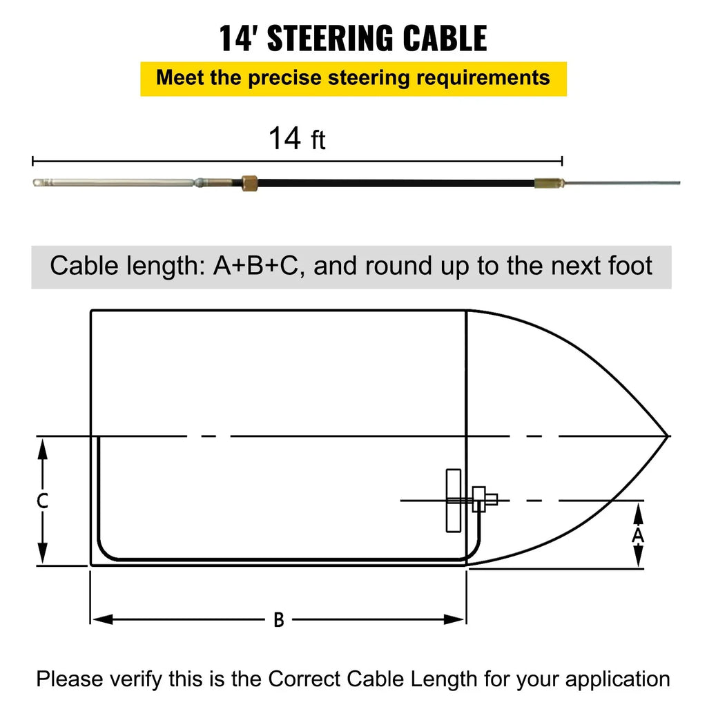 VEVOR Boat Sizeteering Cable 14' Outboard Rotary Sizeteering Kit
