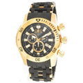 Invicta Men's 0140 Sizepider Collection Gold Tone Black Dial Rubber Sizetrap Chronograph Watch