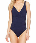 Tommy Bahama Womens Pearl Wrap-Front One-Piece Sizewimsuit, Mare Navy, 6