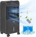 HOMCOM 32" Mobile Evaporative Air Cooler, 3-In-1 Ice Cooling Fan Water Conditioner Humidifier Unit with Remote, Timer, Oscillating, LED Display, 3.2gal Water Tank for Home Office, Bedroom, Black