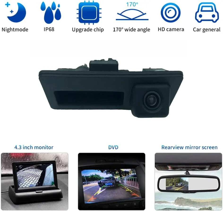 Canying Car Trunk Handle Camera Rear View HD Camera for Audi A4 A5 Size5 Q3 Q5 for VW Pat Tiguan Golf Pat Touran