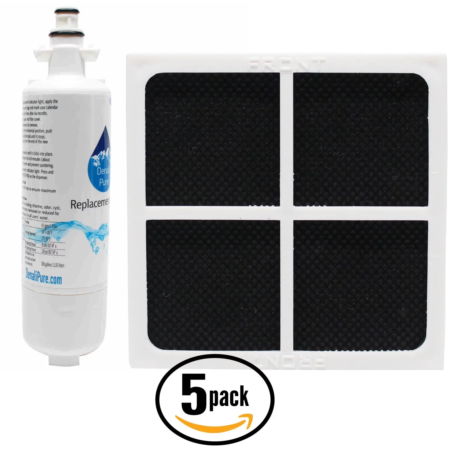 5-Pack Replacement Kenmore 79572059110 Refrigerator Water & Air Filter Kit - Compatible Kenmore LT700P & LT120F Fridge Filter - Denali Pure Brand