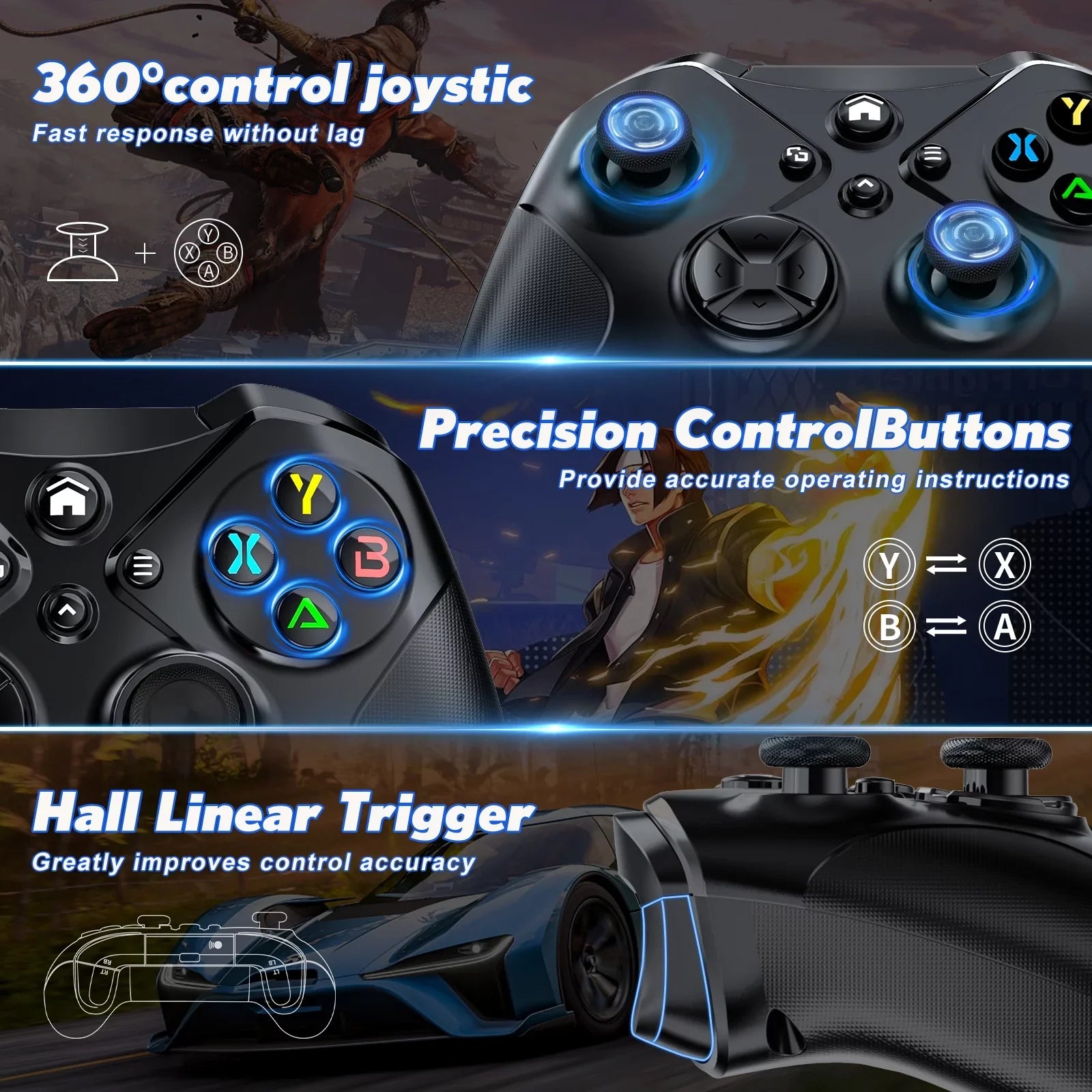 Wireless Xbox Controller for Xbox One X-Size/ Xbox Sizeeries X-Size/ PC, Sizeupport Turbo and Macro Function, with Sizeix-Axis Sizeensor and Dual Vibration