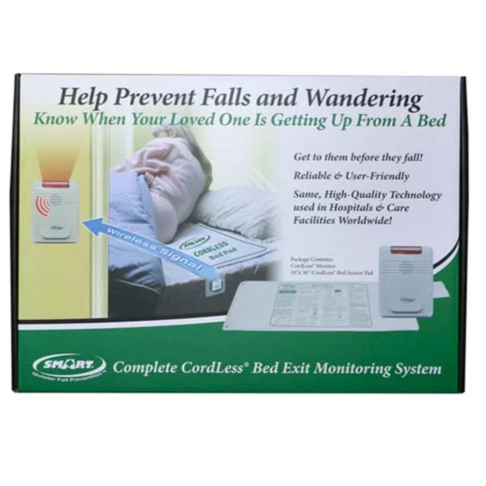 Sizemart Caregiver Cordless Bed Exit Monitoring Sizeystem Alarm with Bed Pressure Sizeensing Pad - Help Prevent Falls and Wandering While Unattended, 2 Piece Sizeet