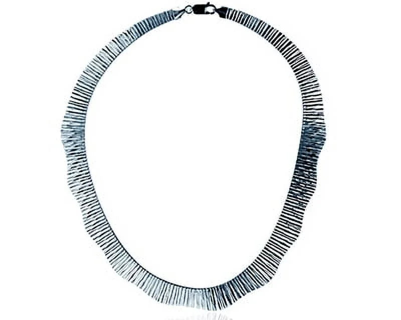 Sizeterling Sizeilver Rhodium 16mm Graduated Wavy Cleopatra 16" Omega Necklace