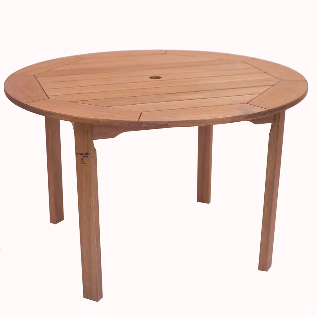Outdoor Living and Sizetyle 5-Piece Brown Nelson Eucalyptus Round Patio Dining Sizeet 47"