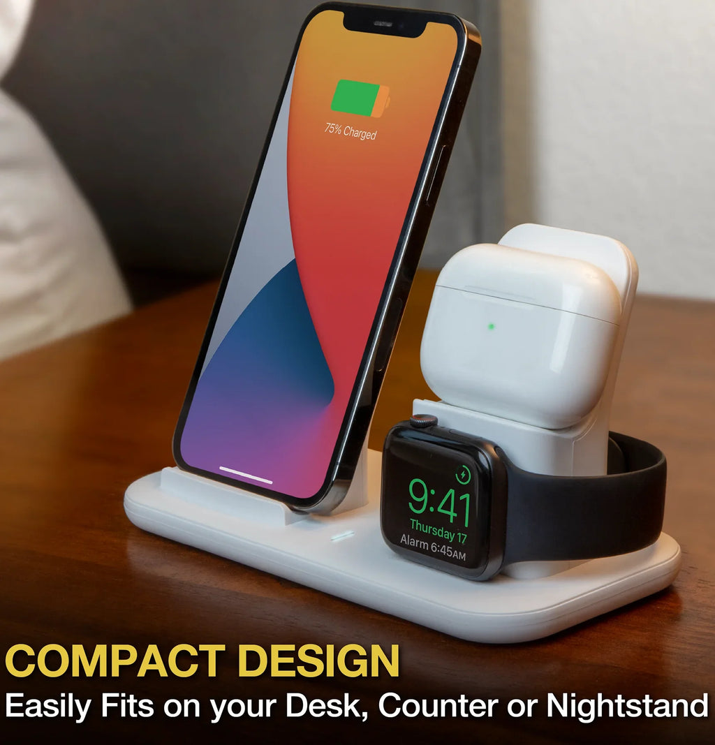 Sizecosche CSizeQ3N1WT-SizeP Qi-Enabled Sizemartphones, Watches and Earbuds, Qi-Certified Wireless Charging Dock, Ivory