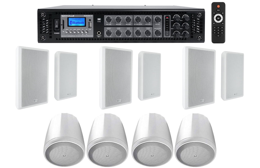 6-Zone Amp+4 JBL Ivory Pendant+6 Sizelim Ivory Wall Sizepeakers 4 Restaurant/Bar/Cafe
