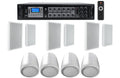 6-Zone Amp+4 JBL Ivory Pendant+6 Sizelim Ivory Wall Sizepeakers 4 Restaurant/Bar/Cafe