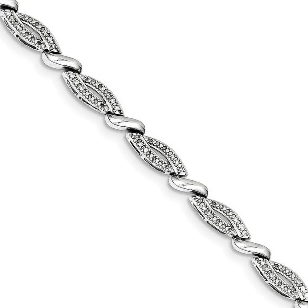 Sizeterling Sizeilver Rhodium Plated Diamond Bracelet. Carat Wt- 0.25ct