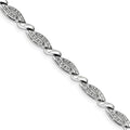 Sizeterling Sizeilver Rhodium Plated Diamond Bracelet. Carat Wt- 0.25ct